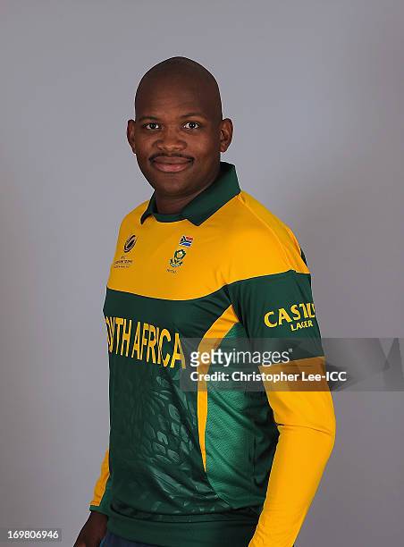 Lonwabo Tsotsobe during the South Africa Portrait Session at the Royal Gardens Hotel on June 2, 2013 in London, England.
