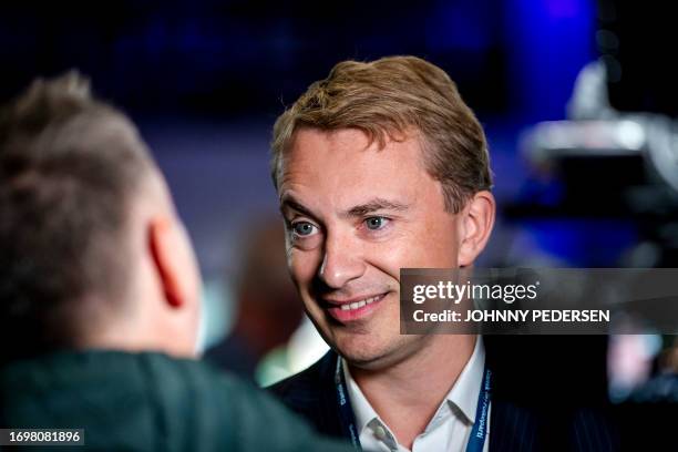 The Danish People's Party chairman Morten Messerschmidt attends the party's annual meeting in Viborg on September 30, 2023. / Denmark OUT