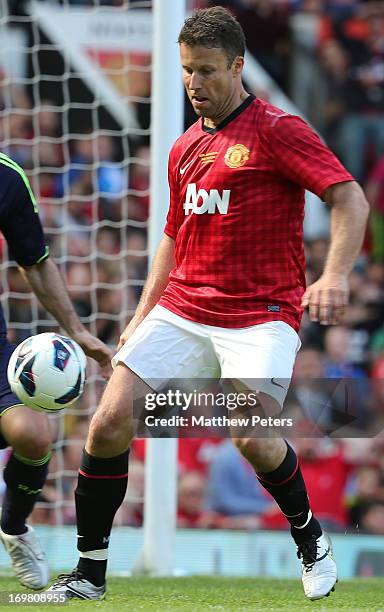 Ronny Johnsen of Manchester United in action during the MU Foundation Charity Legends match between Manchester United Legends and Real Madrid Legends...