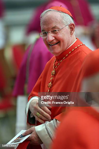 Canadian Cardinal Marc Ouellet attends the Eucharistic Adoration held by Pope Francis at the Vatican Basilia of St. Peter on June 2, 2013 in Vatican...