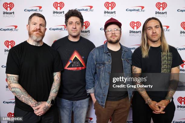 Andy Hurley, Joe Trohman, Patrick Stump, and Pete Wentz of Fall Out Boy attend the 2023 iHeartRadio Music Festival at T-Mobile Arena on September 23,...