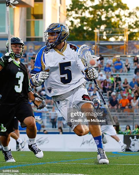 Casey Cittadino of the Charlotte Hounds in action against the New York Lizards during their Major League Lacrosse game at Shuart Stadium on May 31,...