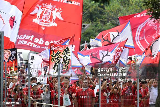 Supporters are seen outside the stadium prior to the J.LEAGUE Meiji Yasuda J1 28th Sec. Match between Kashima Antlers and Yokohama F･Marinos at...