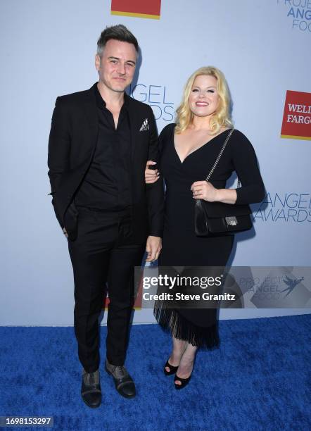 Brian Gallagher, Megan Hilty arrives at the Project Angel Food's 2023 Angel Awards on September 23, 2023 in Los Angeles, California.