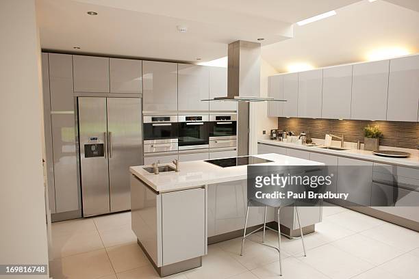 interior of white, modern kitchen - furniture stock pictures, royalty-free photos & images