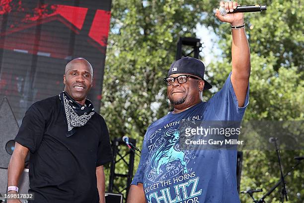 Willie D and Scarface of the Geto Boys perform in concert during the Free Press Summer Festival at Eleanor Tinsley Park on June 1, 2013 in Houston,...