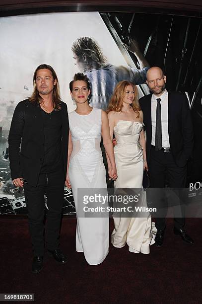 Brad Pitt, Daniella Kertesz, Mireille Enos and director Marc Forster attend the World Premiere of 'World War Z' at The Empire Cinema on June 2, 2013...