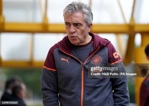 Manchester City assistant manager Juanma Lillo arrives at the ground ahead of the Premier League match at Molineux Stadium, Wolverhampton. Picture...