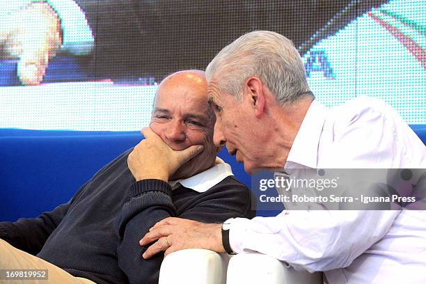 Italian constitutional lawyers Gustavo Zagrebelsky and Stefano Rodota attends the "Non è Cosa Vostra" political event at Santo Stefano square on June...