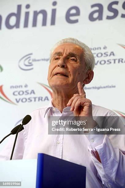 Italian constitutional lawyer Stefano Rodota attends the "Non è Cosa Vostra" political event at Santo Stefano square on June 2, 2013 in Bologna,...