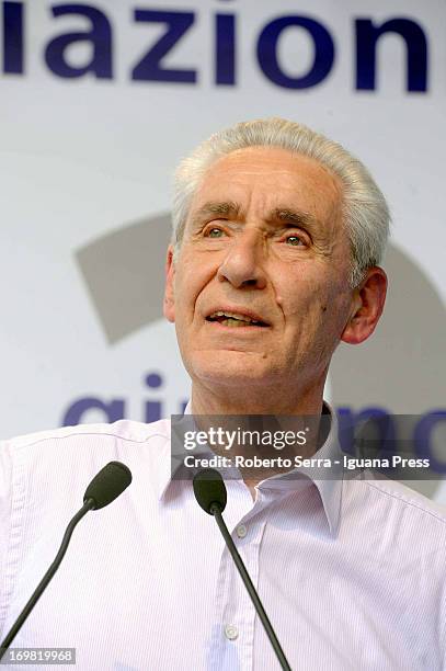 Italian constitutional lawyer Stefano Rodota attends the "Non è Cosa Vostra" political event at Santo Stefano square on June 2, 2013 in Bologna,...