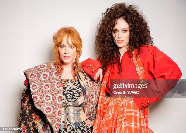 Christina Hendricks and Coco Rocha at Vivienne Westwood Ready To Wear Spring 2024 held at Pavillon Vendôme on September 30, 2023 in Paris, France.