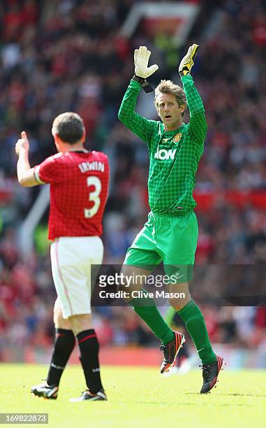 Edwin van der Sar of Manchester United in action during the charity match between Manchester United Legends and Real Madrid Legends at Old Trafford...