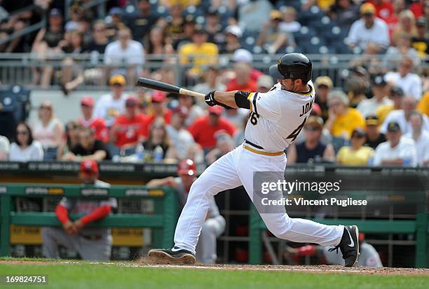 Garrett Jones of the Pittsburgh Pirates becomes the first Pirates player to hit a home run directly into the Allegheny River during the eighth inning...