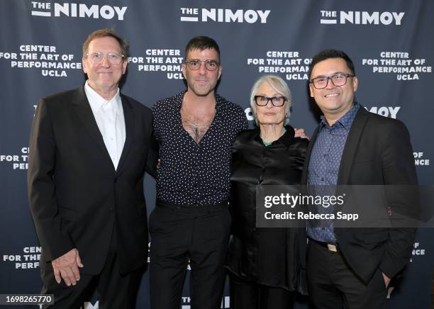 Brett Steele, Zachary Quinto, Susan Bay Nimoy, and Edgar Miramontes attend CAP UCLA inaugural season kick off at The Nimoy on September 23, 2023 in...