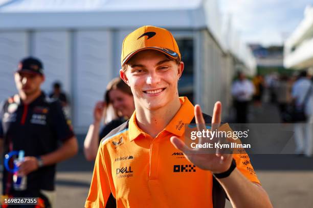 Oscar Piastri of Australia and McLaren F1 poses after the F1 Grand Prix of Japan at Suzuka Circuit on September 24, 2023 in Suzuka, Japan.