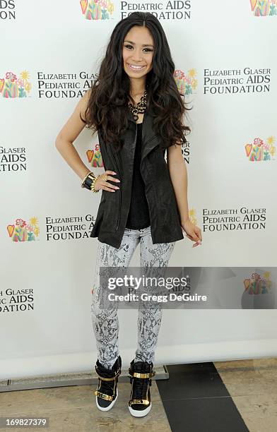 Singer Jessica Sanchez arrives at the Elizabeth Glaser Pediatric AIDS Foundation's 24th Annual "A Time For Heroes" at Century Park on June 2, 2013 in...