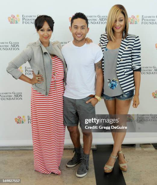 Actors Tamera Mowry-Housley, Tahj Mowry and Tia Mowry-Hardrict arrive at the Elizabeth Glaser Pediatric AIDS Foundation's 24th Annual "A Time For...