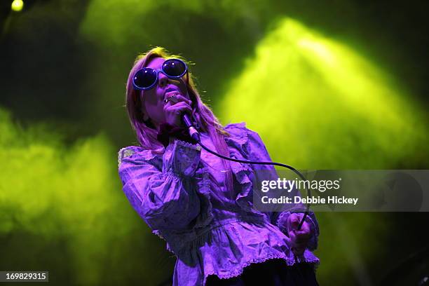 Katie Stelmanis of Austra performs at Forbidden Fruit Music Festival on June 2, 2013 in Dublin, Ireland.