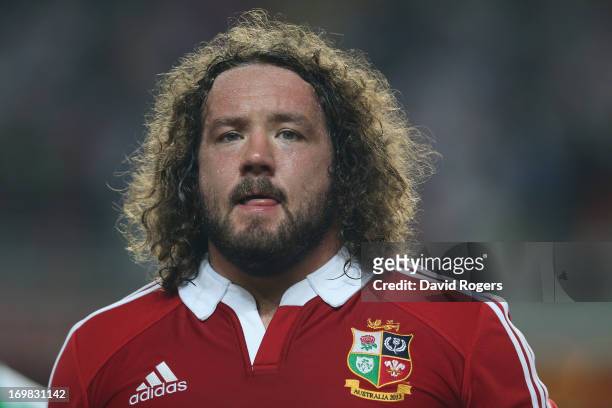 Adam Jones of the Lions looks on during the match between the British & Irish Lions and the Barbarians at Hong Kong Stadium on June 1 Hong Kong.