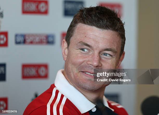 Brian O'Driscoll smiles as he is announced as match captain for the match against Western Force during the British and Irish Lions media conference...