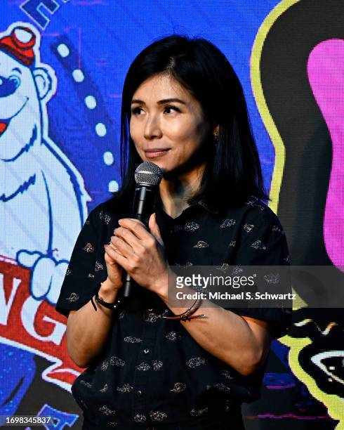 Comedian Aiko Tanaka performs at The Ice House Comedy Club on September 23, 2023 in Pasadena, California.