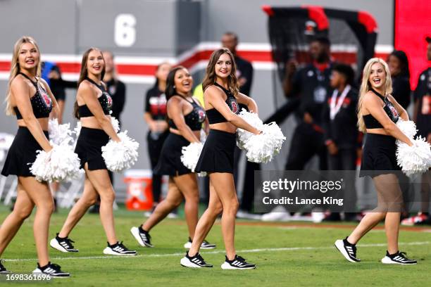 The NC State Wolfpack dance team performs during the game against the Louisville Cardinals at Carter-Finley Stadium on September 29, 2023 in Raleigh,...