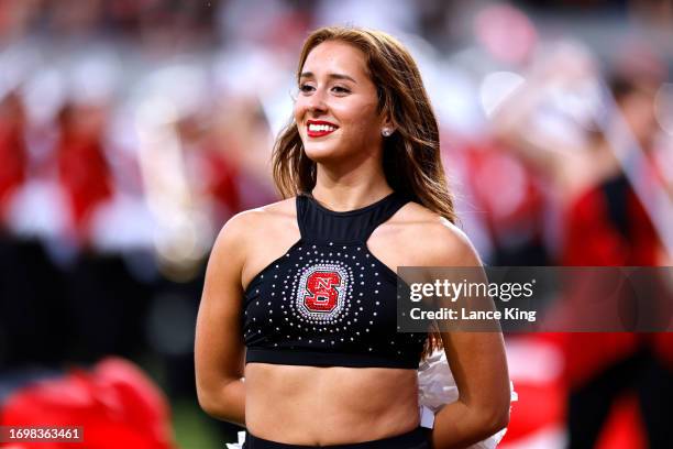 Member of the NC State Wolfpack dance team performs during the game against the Louisville Cardinals at Carter-Finley Stadium on September 29, 2023...