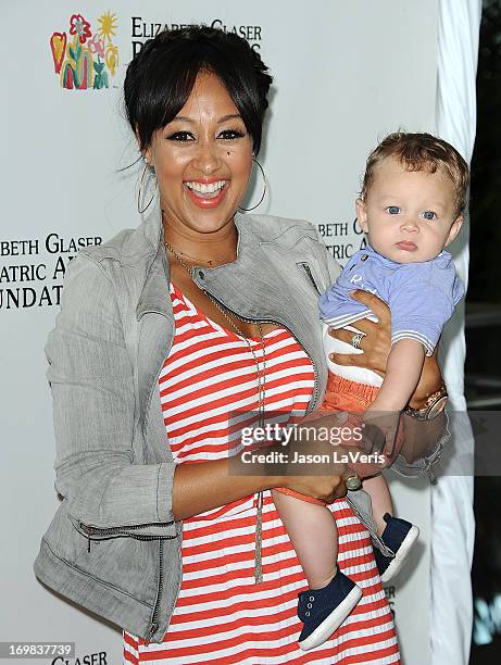 Actress Tamera Mowry and son Aden Housley attend the Elizabeth Glaser Pediatric AIDS Foundation's 24th annual "A Time For Heroes" at Century Park on...