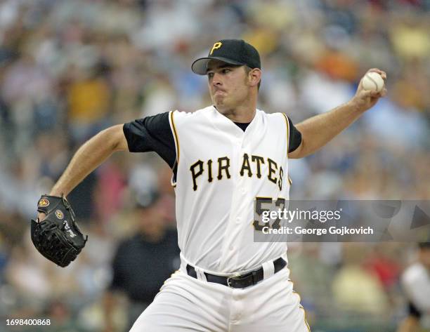 Pitcher Zach Duke of the Pittsburgh Pirates pitches against the Colorado Rockies during a game at PNC Park on July 21, 2005 in Pittsburgh,...