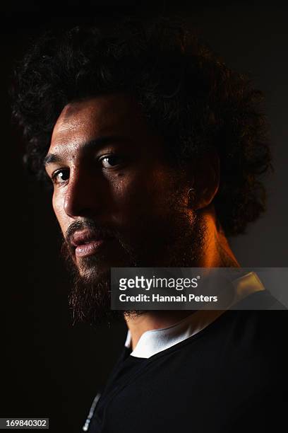 Rene Ranger of the All Blacks poses during a New Zealand All Blacks portrait session at The Heritage Hotel at The Heritage Hotel on June 3, 2013 in...