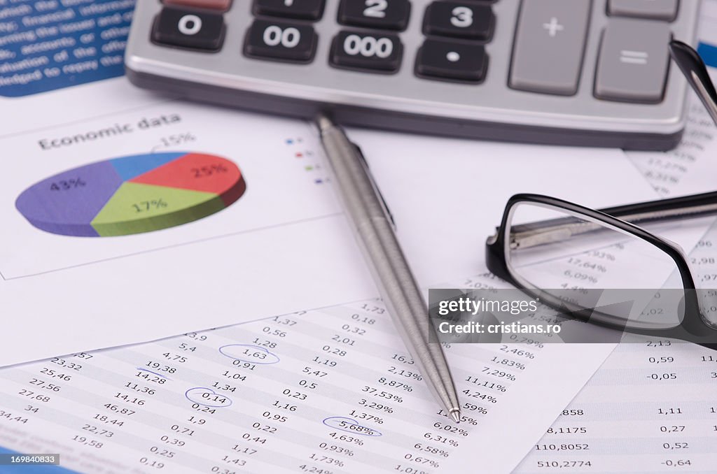 Financial, charts and numbers