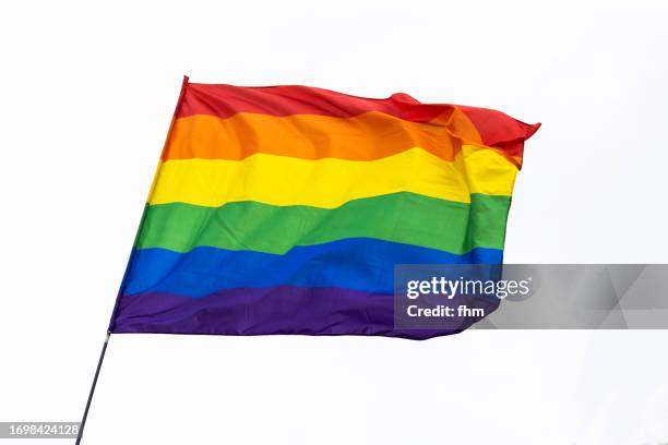 lgbt+ pride flag cut out - berlin gay pride stock pictures, royalty-free photos & images