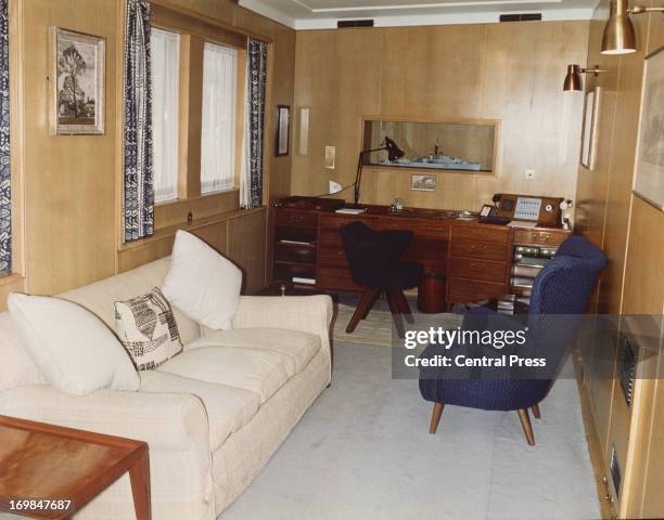 The Sitting Room on the Royal Yacht Britannia, 1978.