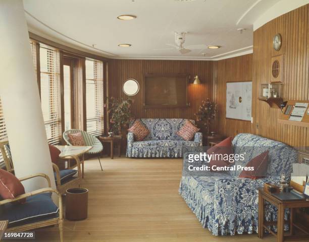 The Sun Room on the Royal Yacht Britannia, 1981.