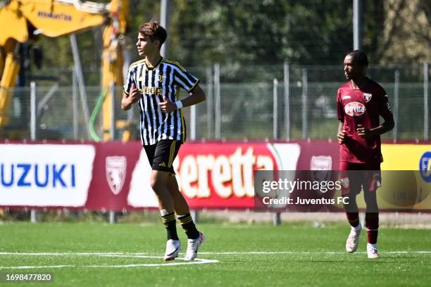 Filippo Bellino of Juventus U17 during the match between Torino u17 v Juventus U17 on September 24, 2023 in Orbassano, Italy.