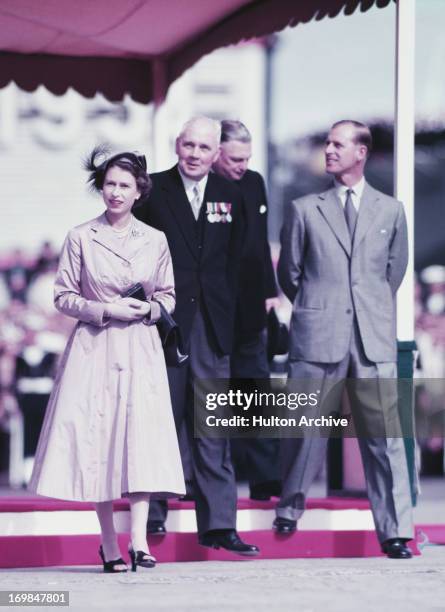 Queen Elizabeth II and Prince Philip, Duke of Edinburgh on a guided tour of Tasmania whilst on their Commonwealth Visit to Australia, 1954.