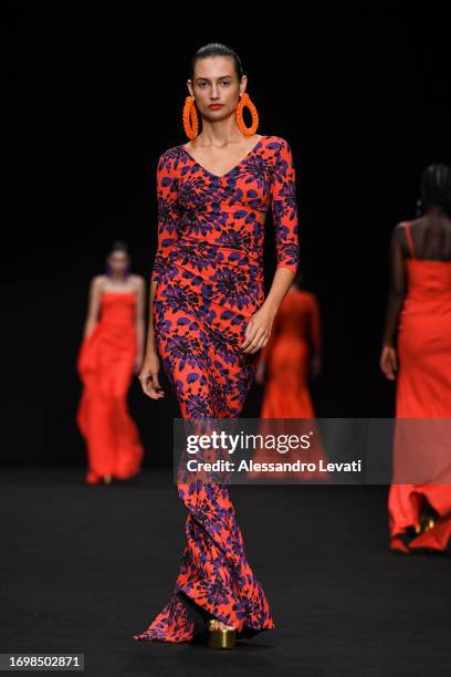 Model walks the runway at the Chiara Boni La Petite Robe fashion show during the Milan Fashion Week Womenswear Spring/Summer 2024 on September 24,...