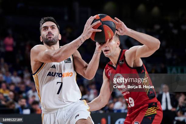Facu Campazzo of Real Madrid during ACB League match between Real Madrid and Basquet Zaragoza at WiZink Center on September 24, 2023 in Madrid, Spain.