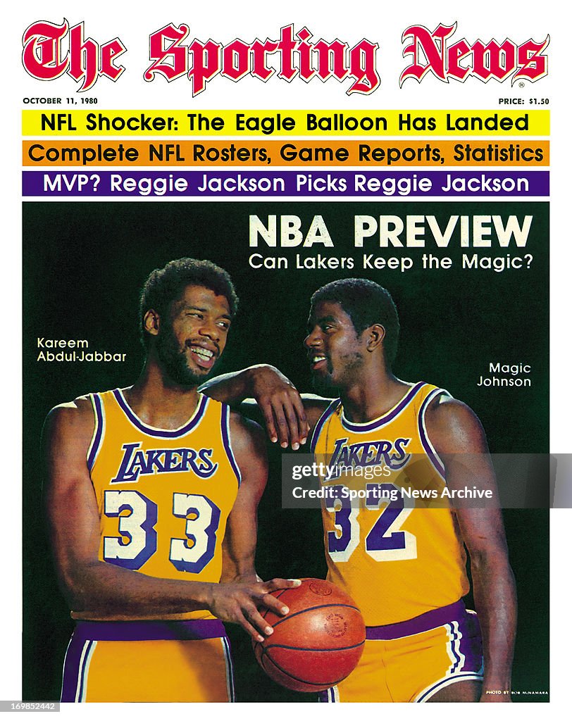 NBA Covers - Los Angeles Lakers Magic Johnson and Kareem Abdul-Jabbar - October 11, 1980