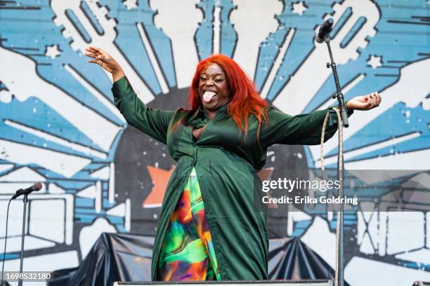 Yola performs during Pilgrimage Music & Cultural Festival at The Park at Harlinsdale Farm on September 23, 2023 in Franklin, Tennessee.