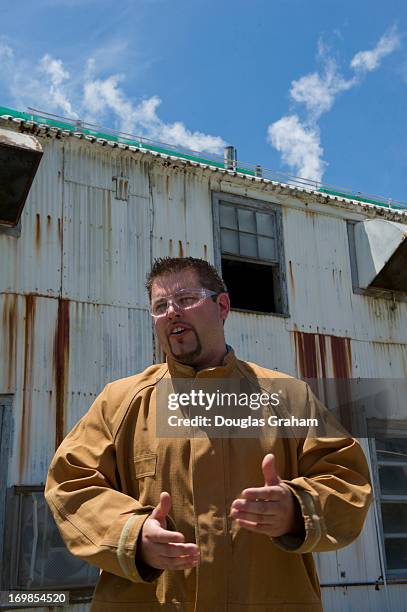 May 30: Zach Higginbotham the NC production manger talks about the boiling tub house behind him that was built in 1941 and is still in use to produce...