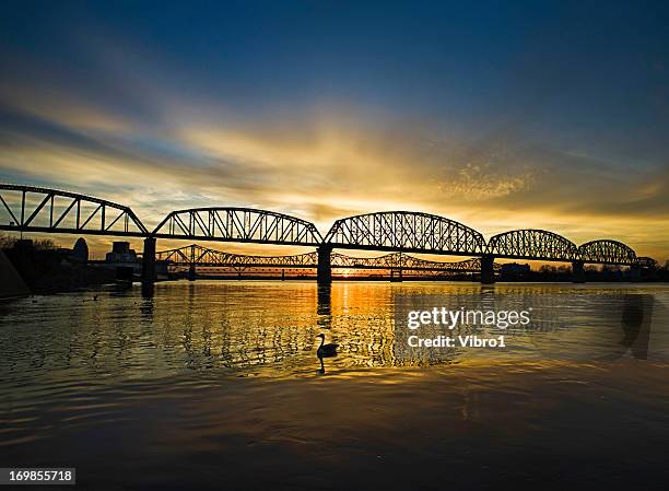 louisville bridges, ohio river - ohio river stock pictures, royalty-free photos & images