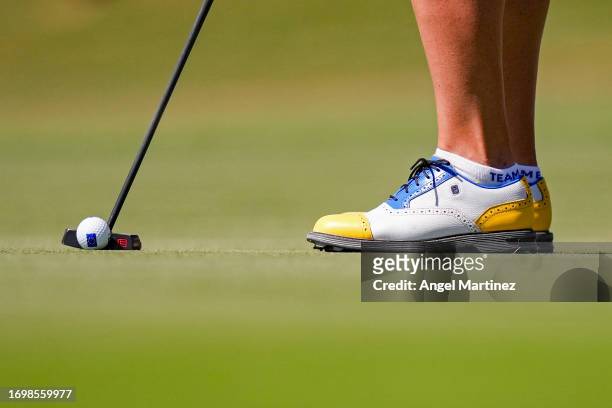 Caroline Hedwall of Team Europe putts on the third green during Day Three of The Solheim Cup at Finca Cortesin Golf Club on September 24, 2023 in...