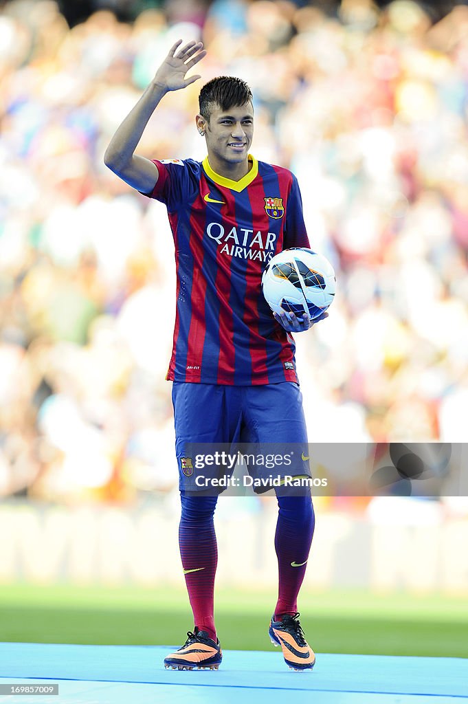 Neymar Is Unveiled At Camp Nou As New Barcelona Signing