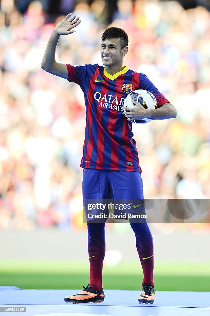 Neymar Is Unveiled At Camp Nou As New Barcelona Signing