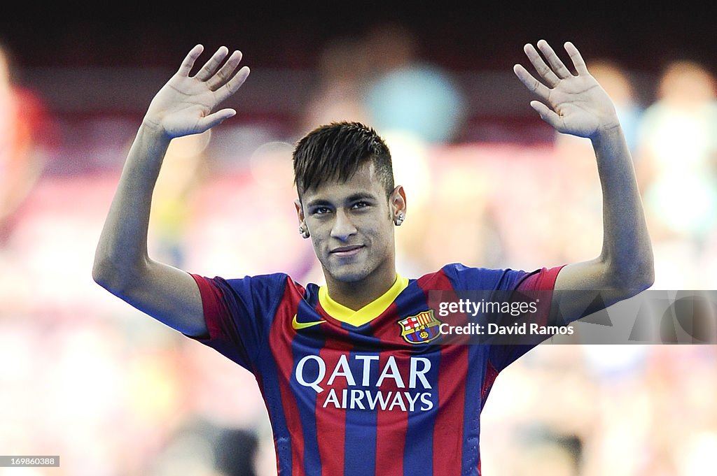 Neymar Is Unveiled At Camp Nou As New Barcelona Signing