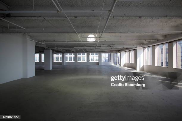 Light streams in through the windows of an office floor under construction at the Brookfield Place complex in Battery Park City in New York, U.S., on...