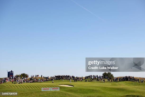 Richard Mansell of England lines up a putt on the 10th green during Day Four of the Cazoo Open de France at Le Golf National on September 24, 2023 in...