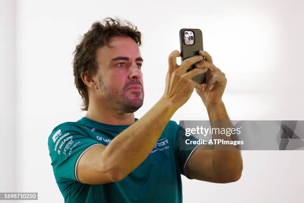 Fernando Alonso of Spain driving the Aston Martin AMR23 seen during qualifying ahead of the F1 Grand Prix of Japan at Suzuka International Racing...